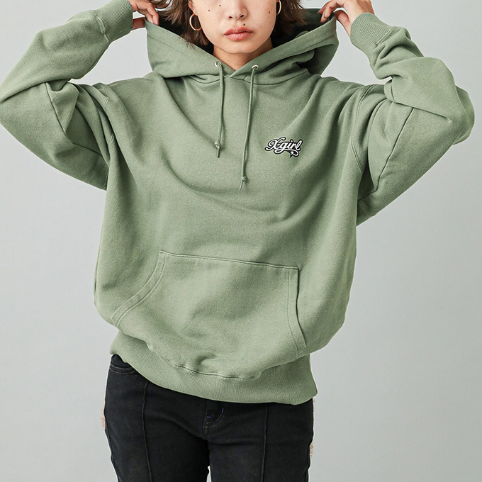 X-girl エックスガール FACE AND STARS SWEAT HOODIE フェイス
