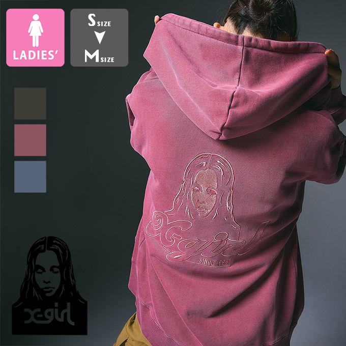 X-girl エックスガール FACE PIGMENT DYED ZIP UP SWEAT HOODIE 