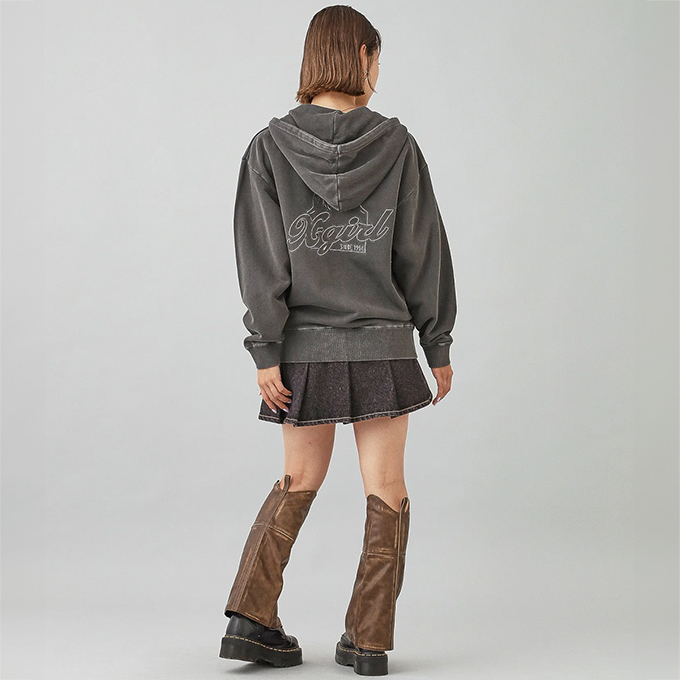 X-girl エックスガール FACE PIGMENT DYED ZIP UP SWEAT HOODIE 