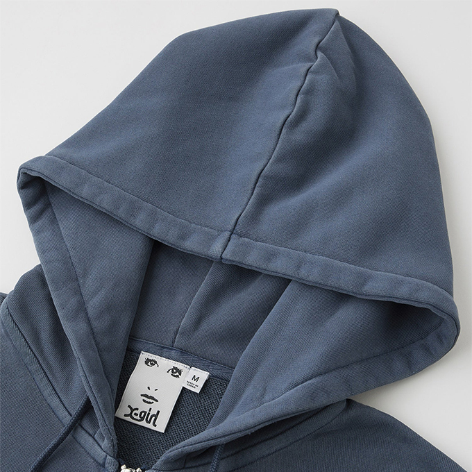 X-girl エックスガール FACE PIGMENT DYED ZIP UP SWEAT HOODIE 