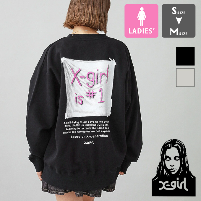 X-girl エックスガール X-girl FLAG BIG SWEAT TOP エックスガール フラッグ ビッグ スウェット トップ 105244012034 / 2024AW