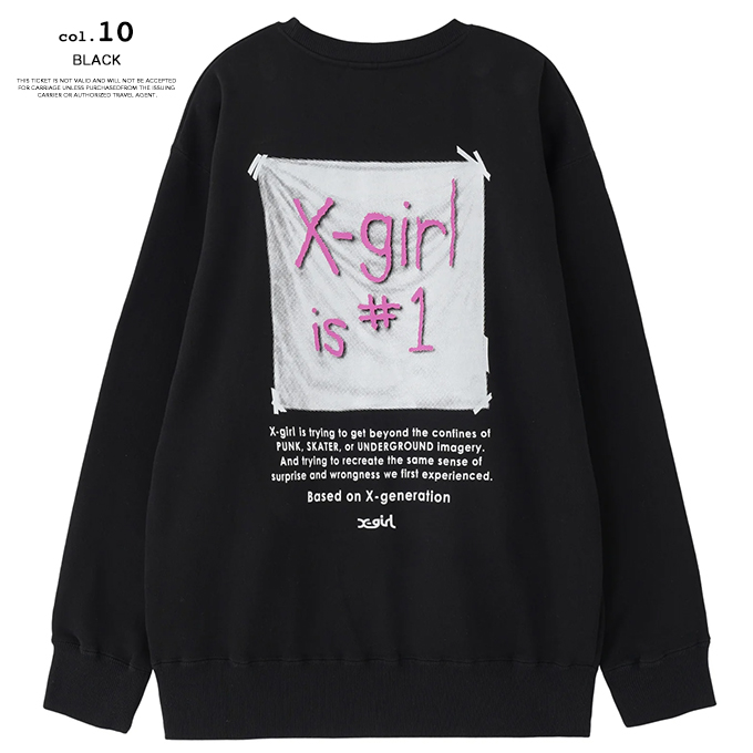 X-girl（エックスガール） X-girl FLAG BIG SWEAT TOP フラッグ ビッグ