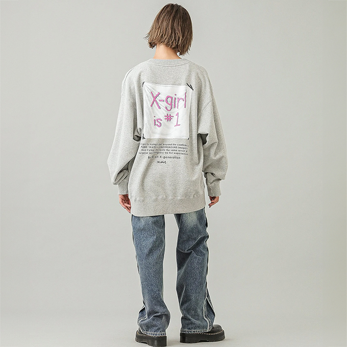 X-girl（エックスガール） X-girl FLAG BIG SWEAT TOP フラッグ ビッグ