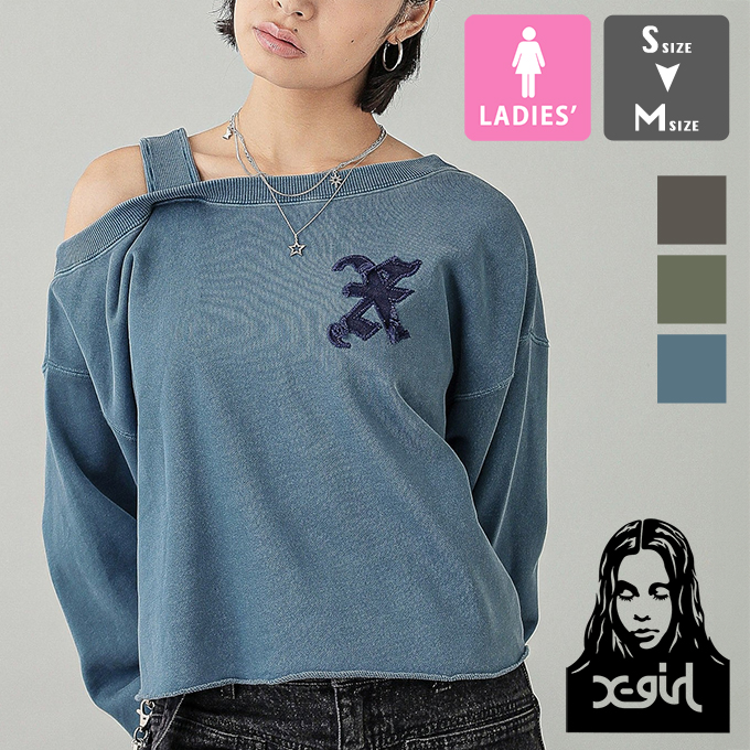 X-girl エックスガール FADED X PATCH LAYERED SHOULDER SWEAT TO フェイデッド Xパッチ レイヤード ショルダースウェット 105251012010 / 2025SPRING