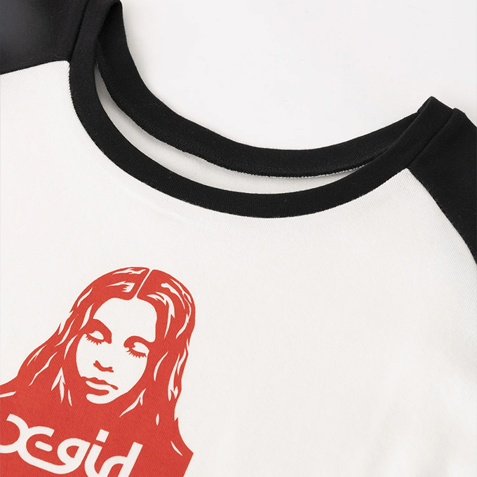 X-girl エックスガール FACE RAGLAN S/S BABY TEE フェイス