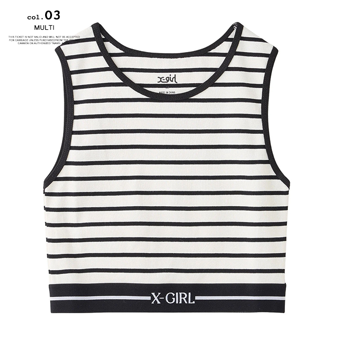 エックスガール X-girl ロゴアンドストライプ タンクトップ 105252013024 SU25 LOGO AND STRIPE TANK TOP レディース BLACK ブラック 黒  正規取扱店 X-girl エックスガール LOGO AND STRIPE TANK TOP ロゴ アンド