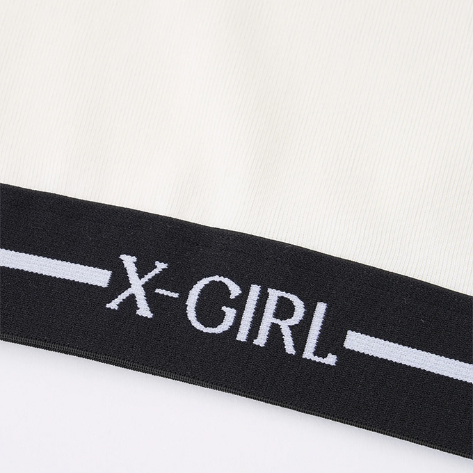 X-girl（エックスガール） LOGO AND STRIPE CROPPED S/S TOP ロゴ
