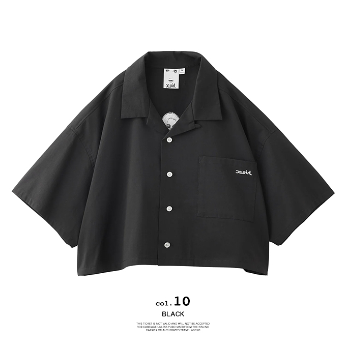 X-girl（エックスガール） FACE OPEN COLLAR CROPPED SHIRT フェイス