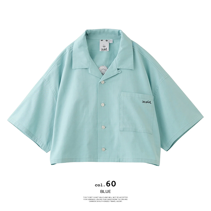X-girl エックスガール FACE OPEN COLLAR CROPPED SHIRT フェイス