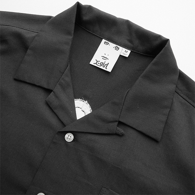 X-girl（エックスガール） FACE OPEN COLLAR CROPPED SHIRT フェイス