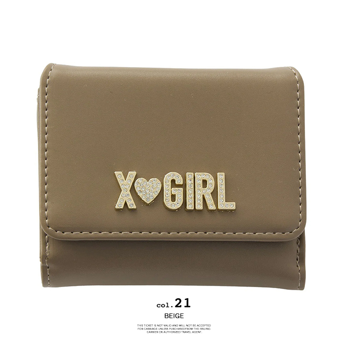 X-girl（エックスガール） RHINESTONE LABEL MINI WALLET ライン