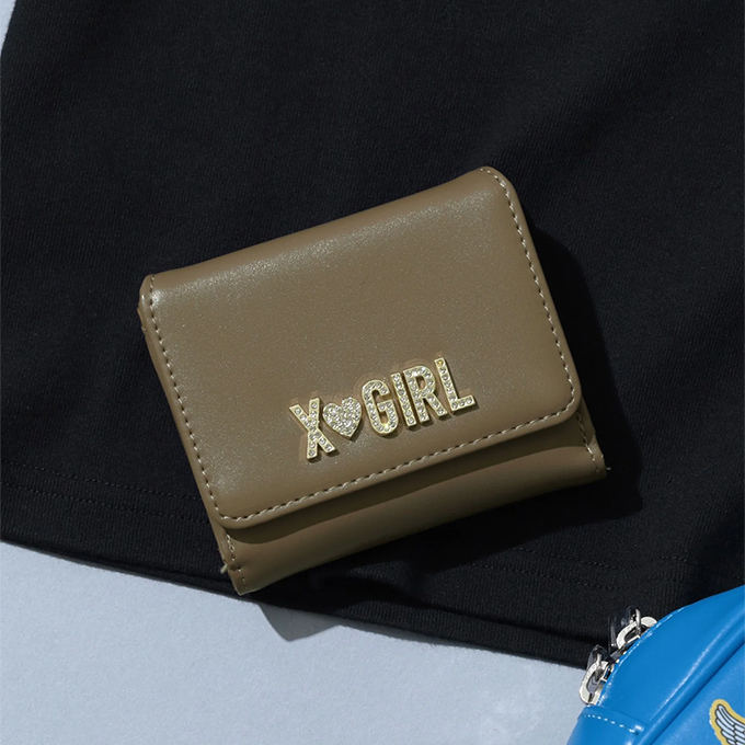 X-girl（エックスガール） RHINESTONE LABEL MINI WALLET ライン