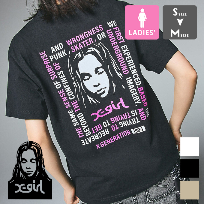 X-girl（エックスガール） MESSAGE BOX FRAMED FACE S/S TEE