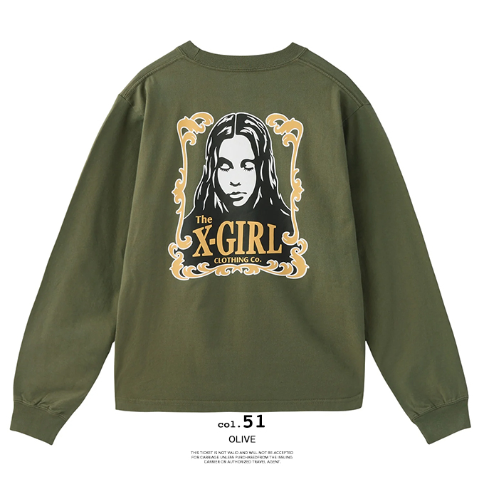 X-girl（エックスガール） ORNAMENT FACE L/S TEE オーナメント