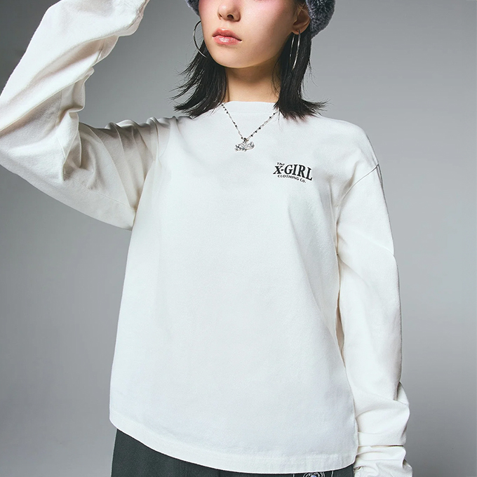 X-girl（エックスガール） ORNAMENT FACE L/S TEE オーナメント