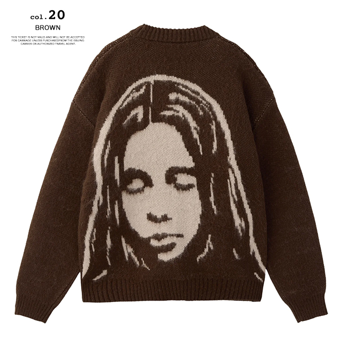 X-girl（エックスガール） FACE JACQUARD KNIT CARDIGAN フェイス