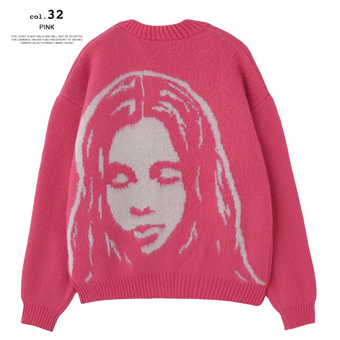 X-girl（エックスガール） FACE JACQUARD KNIT CARDIGAN フェイス