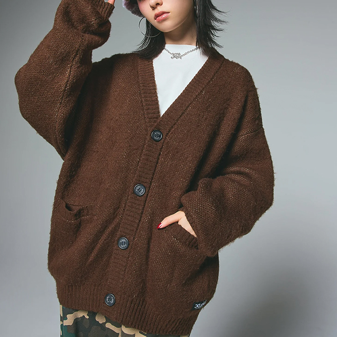 X-girl（エックスガール） FACE JACQUARD KNIT CARDIGAN フェイス