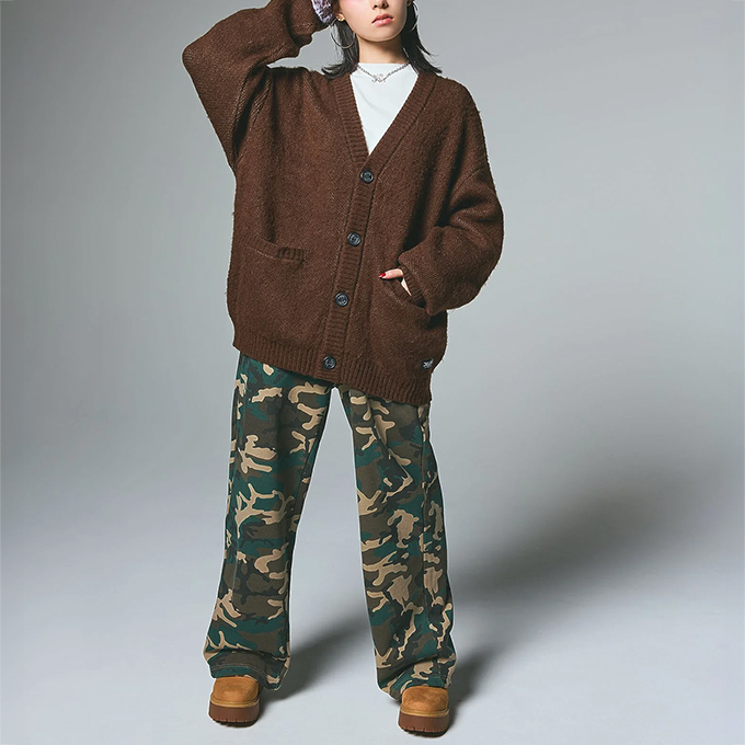 X-girl（エックスガール） FACE JACQUARD KNIT CARDIGAN フェイス