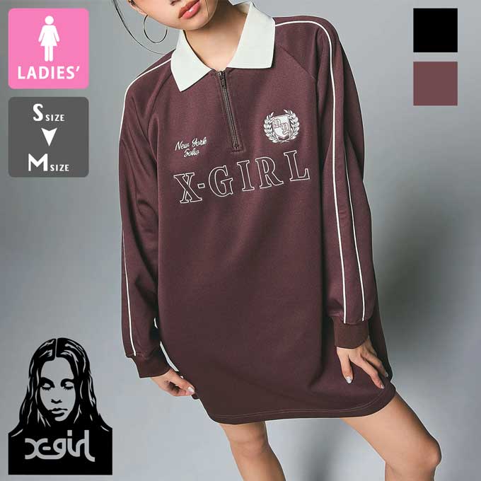 X-girl（エックスガール） HALF ZIP JERSEY DRESS ハーフジップ