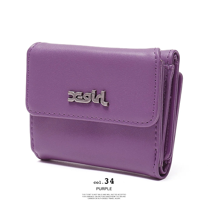 X-girl エックスガール MILLS LOGO FAUX LEATHER MINI WALLET