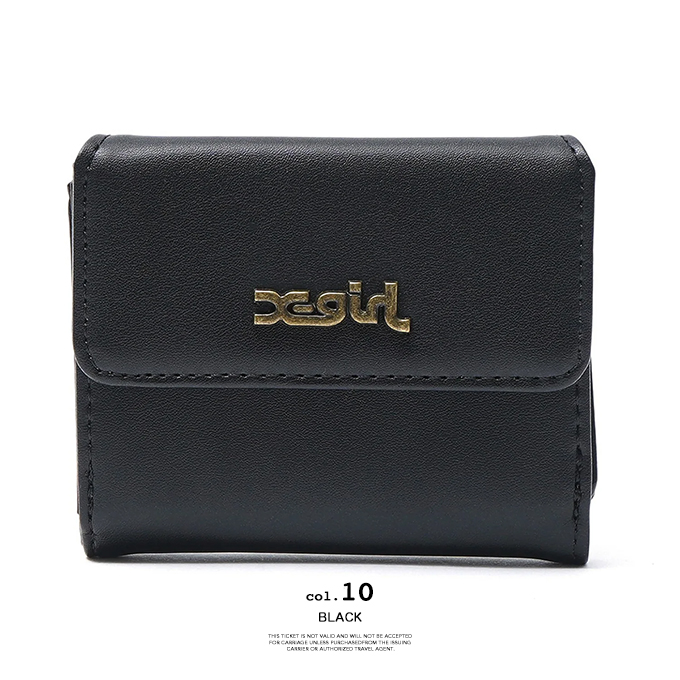X-girl エックスガール MILLS LOGO FAUX LEATHER MINI WALLET