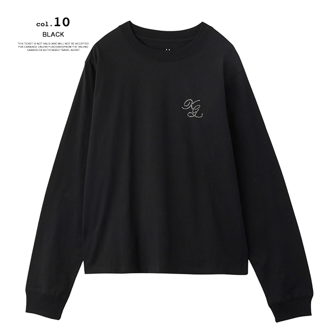 X-girl（エックスガール） RHINESTONE COMBINATION LOGO L/S TEE