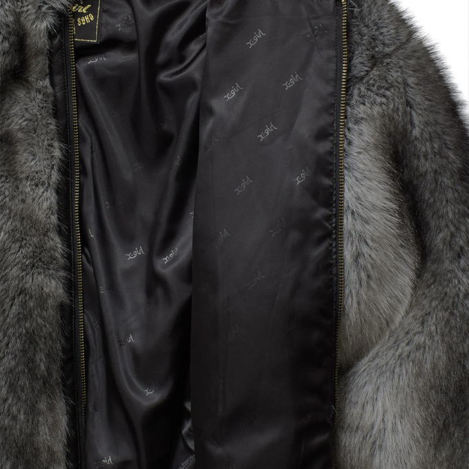 X-girl（エックスガール） LOGO PATCHED FAUX FUR HOODED JACKET ロゴ