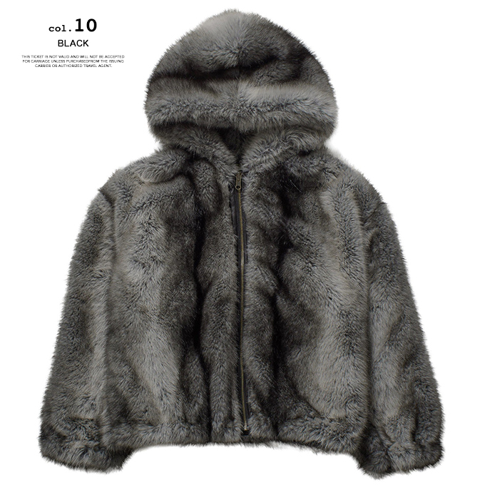 X-girl（エックスガール） LOGO PATCHED FAUX FUR HOODED JACKET ロゴ