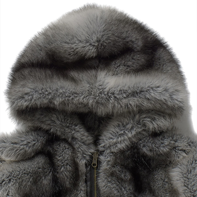 X-girl（エックスガール） LOGO PATCHED FAUX FUR HOODED JACKET ロゴ