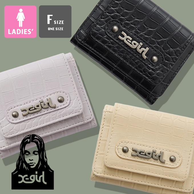 X-girl（エックスガール） MILLS LOGO FAUX CROCO MINI WALLET