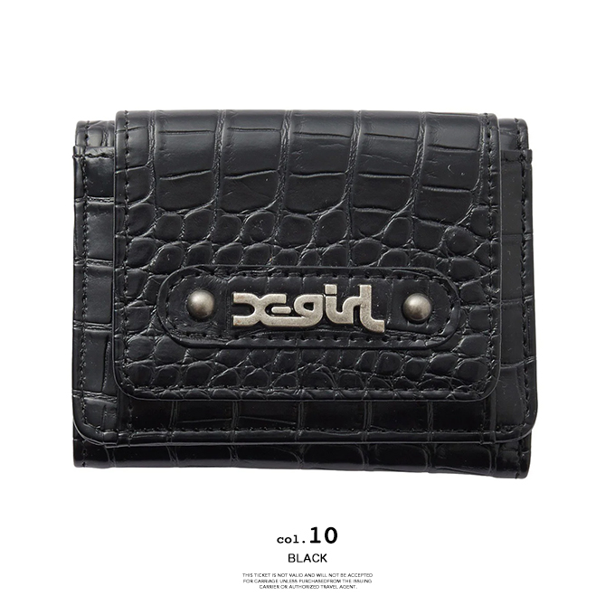 X-girl（エックスガール） MILLS LOGO FAUX CROCO MINI WALLET