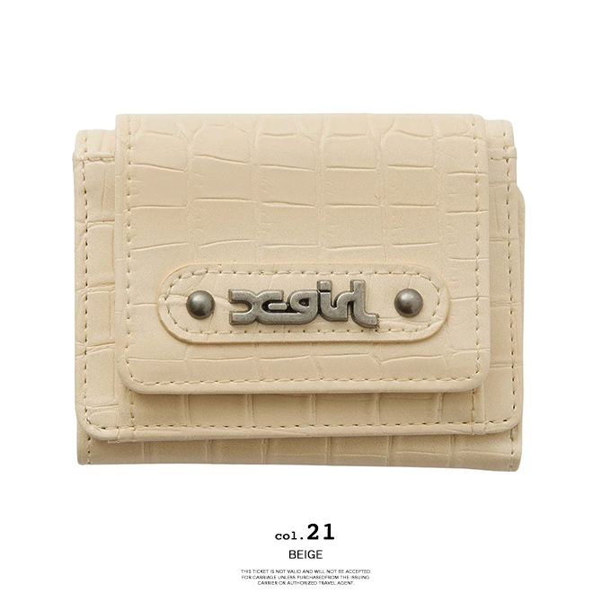 X-girl（エックスガール） MILLS LOGO FAUX CROCO MINI WALLET