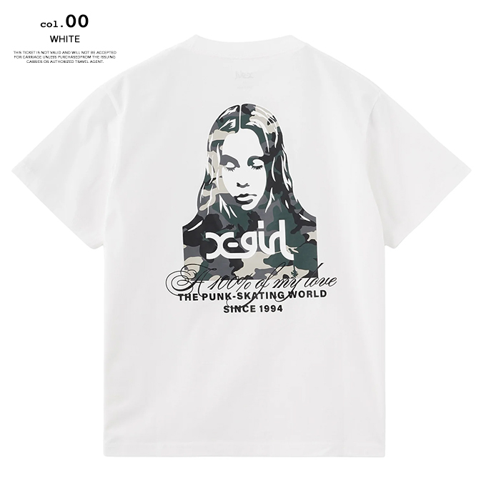 X-girl（エックスガール） HIBISCUS CAMOUFLAGE FACE S/S TEE