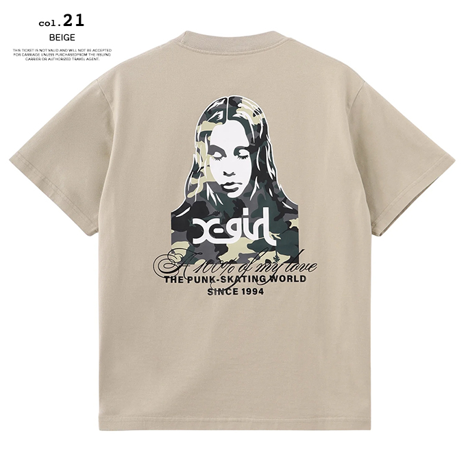 X-girl（エックスガール） HIBISCUS CAMOUFLAGE FACE S/S TEE