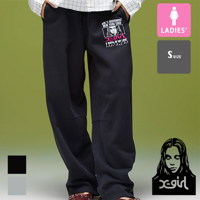 X-girl（エックスガール） FACE BOX AND MESSAGE SWEATPANTS フェイス