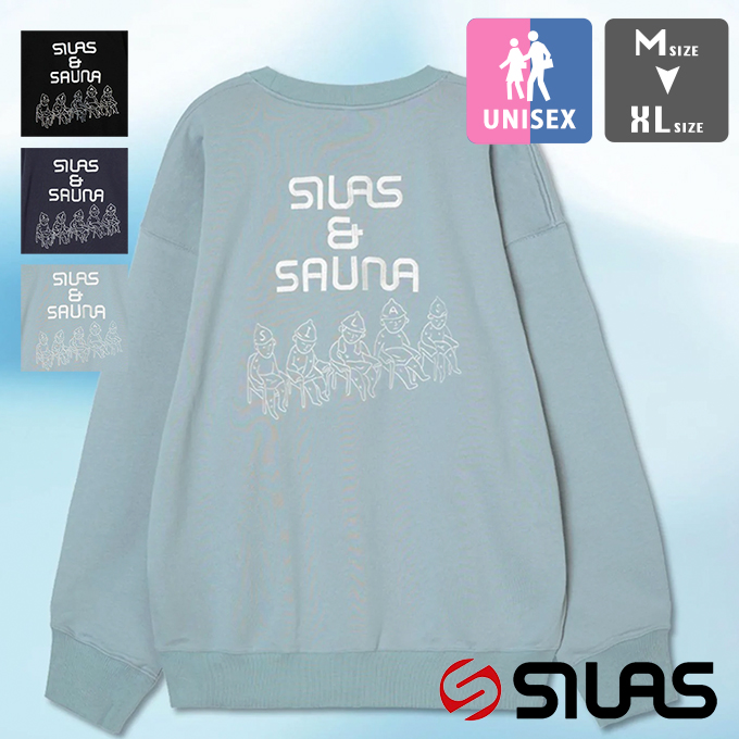 【SALE!!】 【 SILAS サイラス 】 SAUNA SWEAT TOP GET FIT SILAS サウナ パックプリント クルースウェット 110224012012 / 22AW ※｜jeansstation