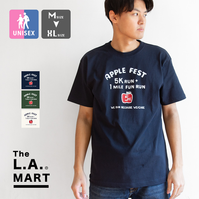 The L.A.MART �U �G���G�[�}�[�g APPLE FEST �v�����g S/S �N���[�l�b�N T�V���c 125100 /2025SUMMER