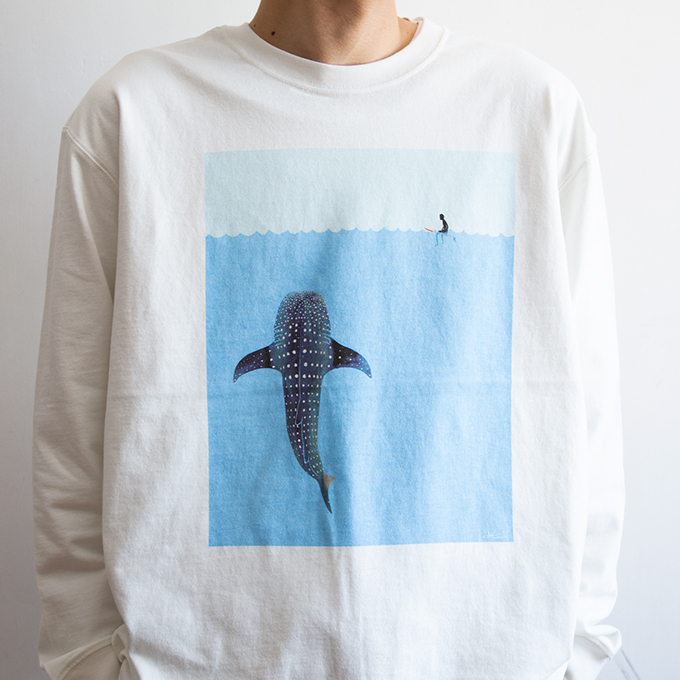 【春SALE!!】【 JONAS CLAESSON ジョナス　クレアッソン 】 WHALE SHARK L/S T-Shirt アート プリント 長袖  Tシャツ 21SJ03MC56SB / 21SS