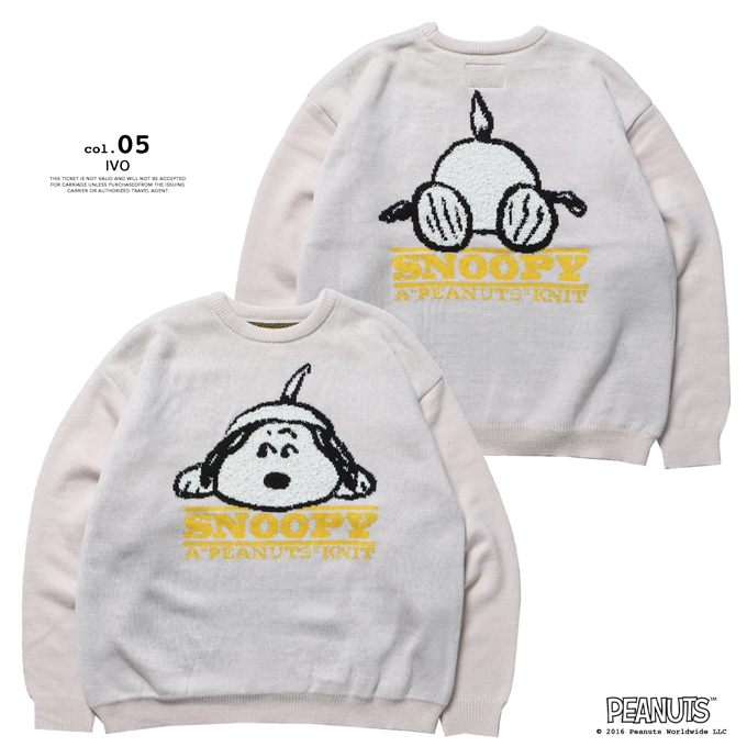 SEQUENZ シークエンズ スヌーピー オーバーサイズ ニット プルオーバー クルーネック TP SNOOPY FACE KNIT I-25370910 SEQUENZE SEQUENZ シークエンズ スヌーピー オーバーサイズ