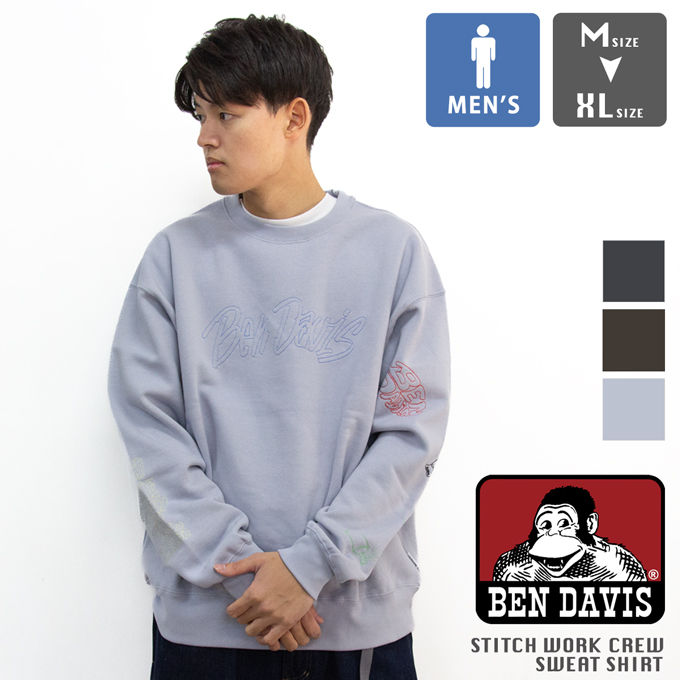 BEN DAVIS �x���f�C�r�X STITCH WORK CREW SWEATSHIRT �X�e�b�` ���[�N �N���[ �X�E�F�b�g�V���c 25380006 / 2025SPRING