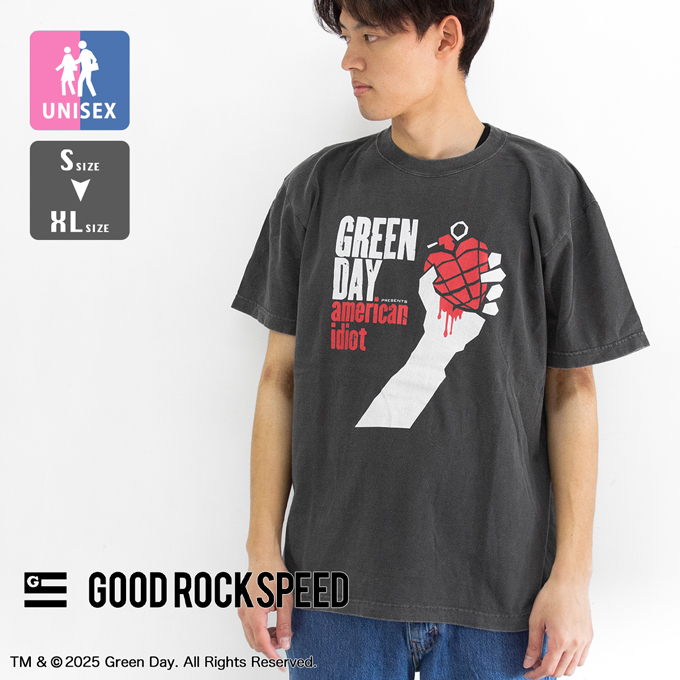 GOOD ROCK SPEED �O�b�h���b�N�X�s�[�h AMERICAN IDIOT T-SHIRT GREEN DAY �O���[���E�f�C �v�����g S/S T�V���c 25GRD001W /2025SUMMER