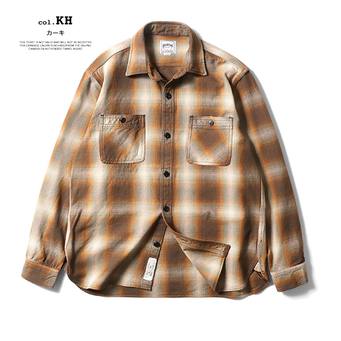 HOUSTON（ヒューストン） OMBRE CHECK VIYELLA SHIRT オンブレー