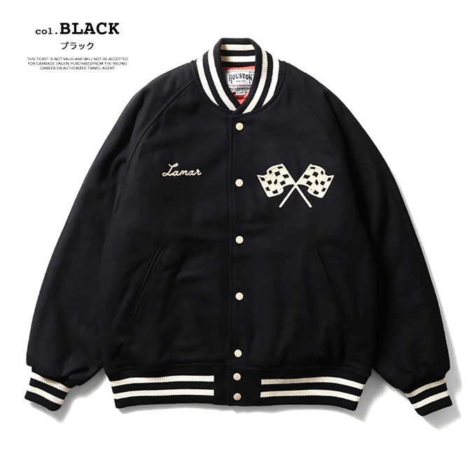 古着 HOUSTON メルトンジャケット シンプルデザイン M 黒 HOUSTON（ヒューストン） MELTON AWARD JACKET (FREMONT) メルトン