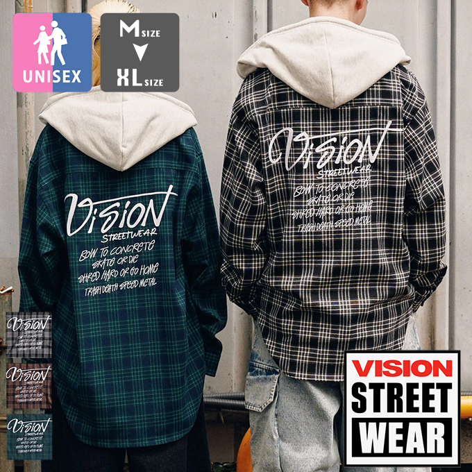 VISION STREET WEAR ���B�W�����X�g���[�g�E�F�A Hoodie Check Shirt / 90s �X�g���[�g�t�[�h�`�F�b�N�V���c 6305010 / 2026SPRING