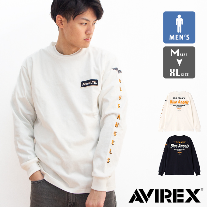 AVIREX アビレックス 長袖 Tシャツ エンブロイダリー ザ ブルーエンジェル LONG SLEEVE T-SHIRT EMBROIDERY THE BLUE ANGELS 783-4130010 7834130010