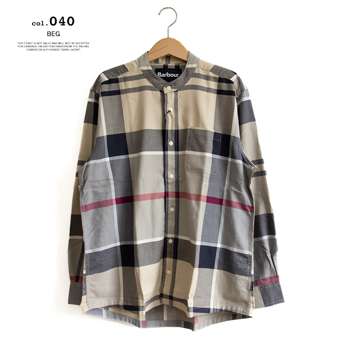 未使用 Barbour バブア M タータンチェック ボタンダウン シャツ Barbour（バブアー） タータンチェック バンドカラー シャツ