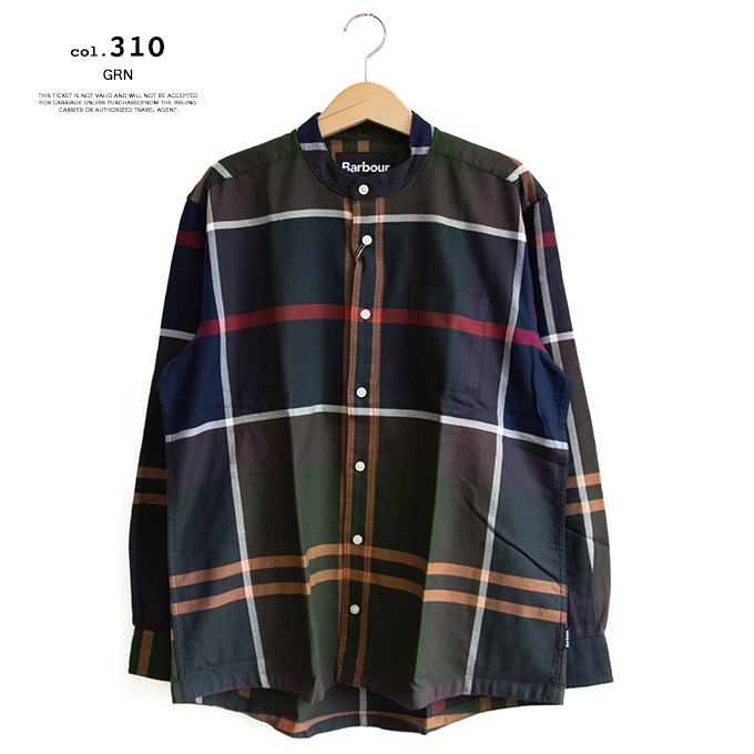 Barbour（バブアー） タータンチェック バンドカラー シャツ