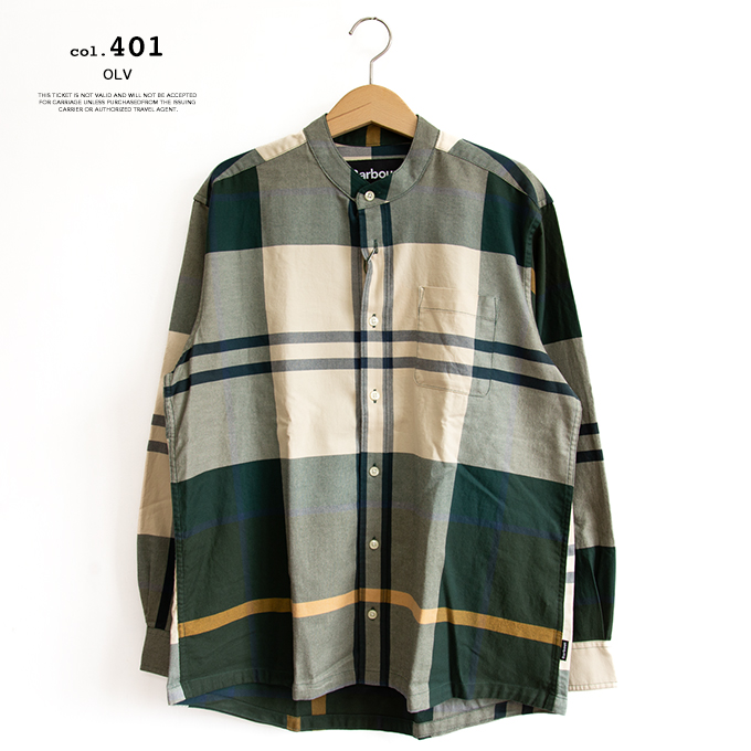 Barbour（バブアー） タータンチェック バンドカラー シャツ