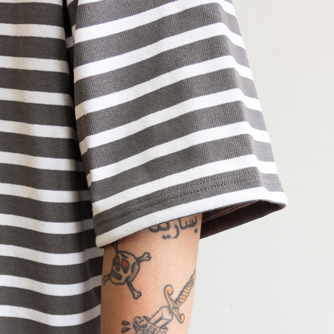 美品 オーシバル バスクシャツ ボーダー 半袖 B373-R ORCIVAL（オーシバル） CREW NECK S/S P.O. コットンロード クルー
